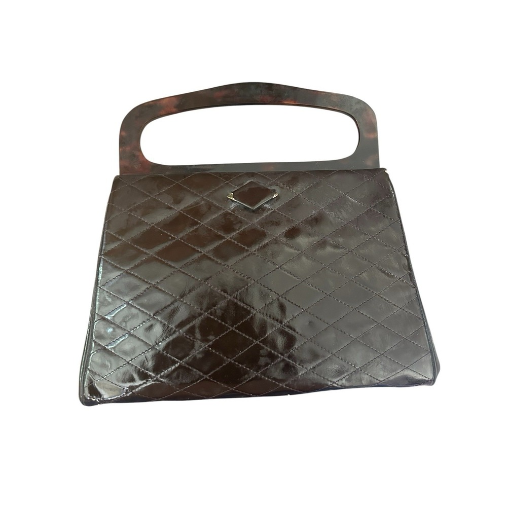 Vintage Corex Brazilian Quilted Luxury Leather Bag Lucite Tortoise Handle